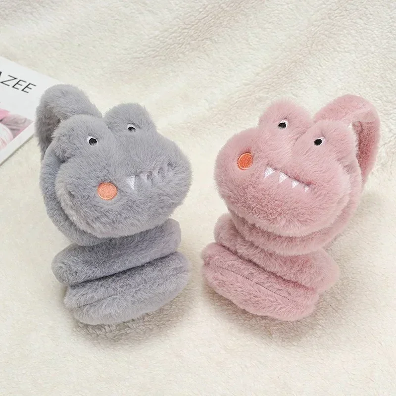 어린이 사랑스러운 야외 귀마개 헤드폰, 따뜻한 플러시 두꺼운 부드러운 귀 커버, 어린이를위한 겨울 만화 토끼 Earflap 2022