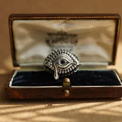 Vintage Fashion Personality Blue Eye Ring Unisex Hip Hop Punk Open Ring Banquet Jewelry Accessories Gift