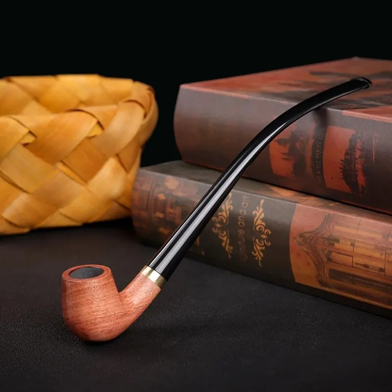 Churchwarden Long Stem Rosewood Wooden Reading Smoking Pipe 3mm Filter Wooden Tobacco Pipe Acrylic Mouthpiece Smoking Accessorie