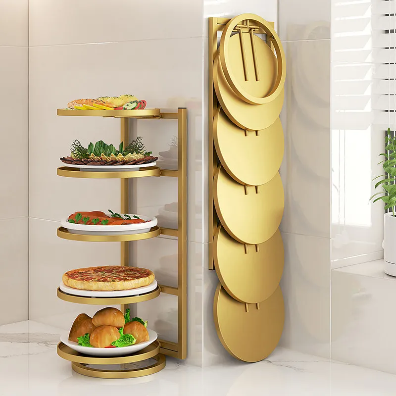 

Foldable Kitchen Prep Storage Rack, Wall Mount Multi-tier Dish Shelf, Eco Coated Heavy Duty, Easy Access Vegetable Tray