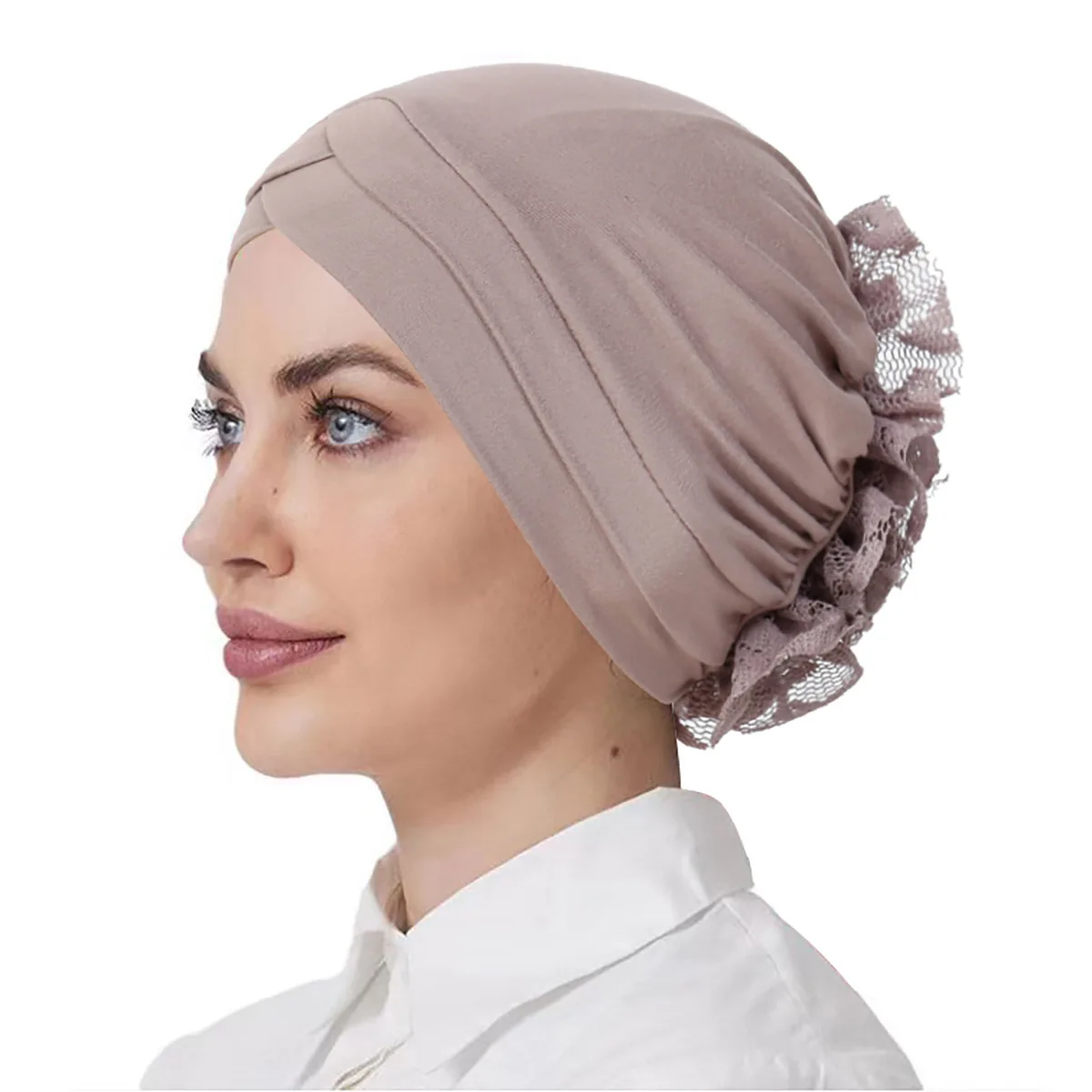 Bufanda interior de flores para Mujer musulmana, gorro de quimio, Hijab cruzado para la frente, pañuelo para la cabeza para pérdida de cabello, 2024