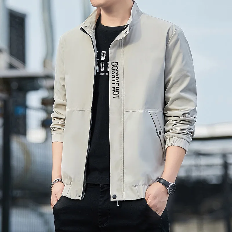 

Spring Autumn Thin Stand Collar Men's Jaet Casual Slim Fit Baseball Coat Small Size ort Leisure S Size XS Outerwear
