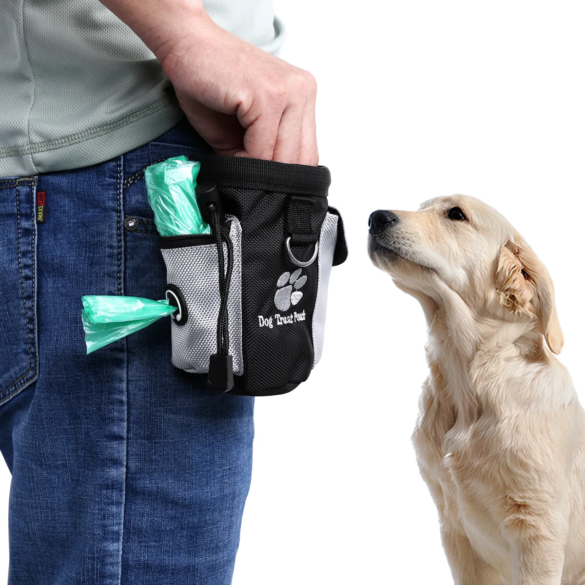 UEETEK Dog Treat Pouch Pet Hands Free Training Waist Bag Drawstring Carries Pet Toys Food Poop Bag Pouch