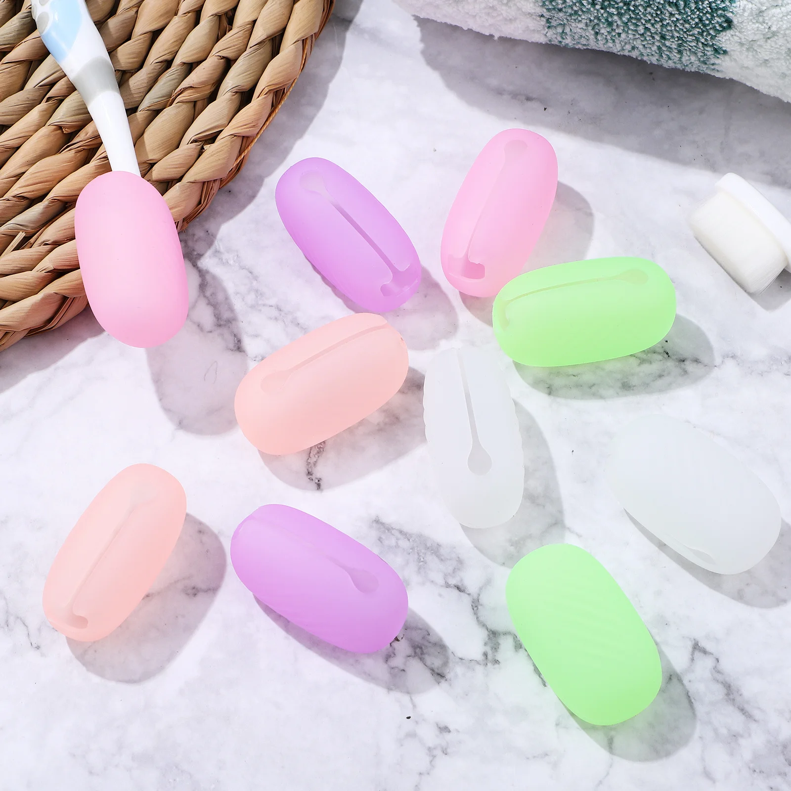 20pcs Silicone Toothbrush Caps Dust Water Resistant Protective Covers Travel Home Outdoor Soft Compact Lightweight Easy Carry