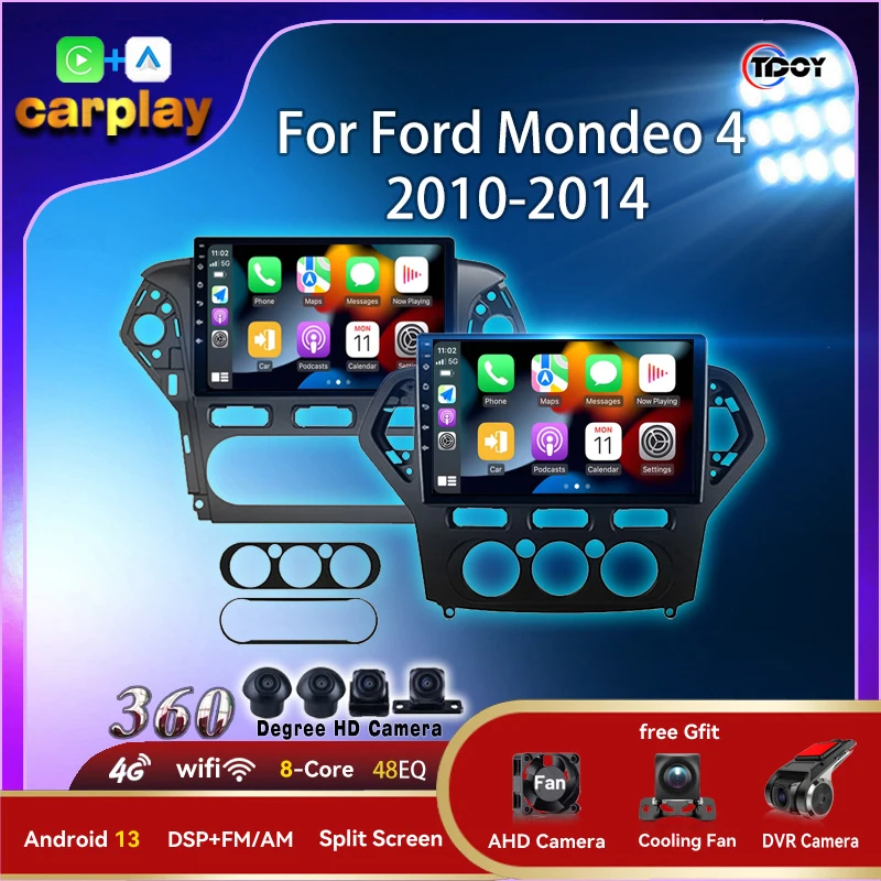 

2Din-радио для Ford Mondeo 4 2010-2014 Android Auto Car Play 8 ядер wifi gps-навігація Головний пристрій Мультимедіа Автомобіль Android Gps