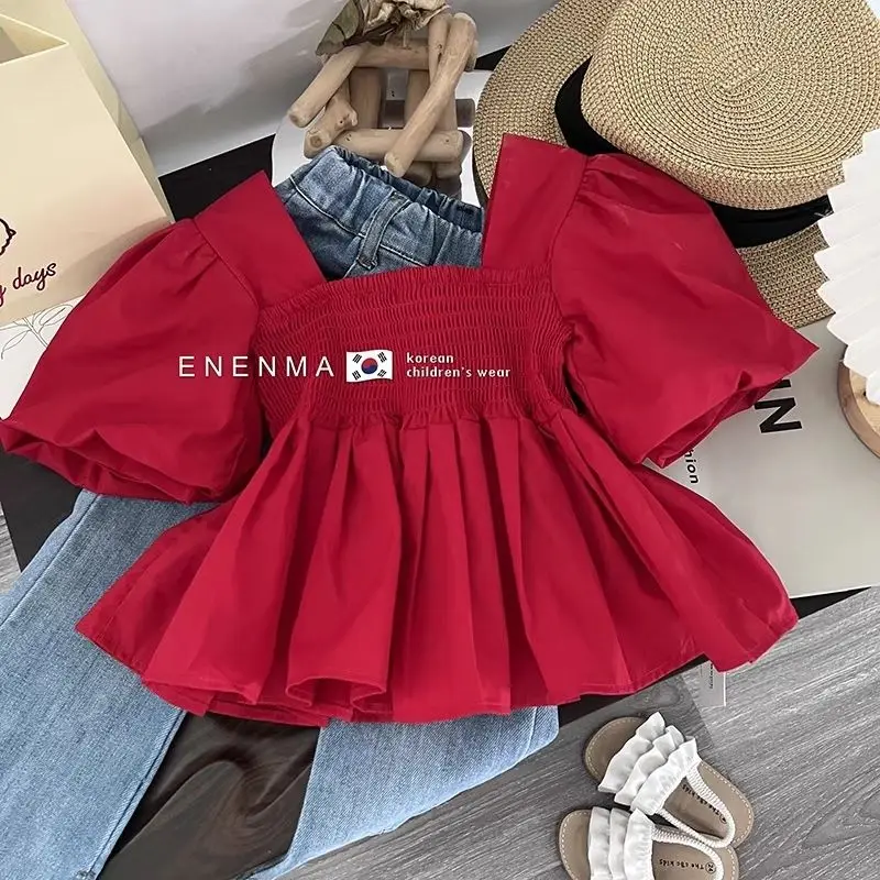 Girls Summer Clothes Set  New Fashion Girls Baby Short Sleeve Top Jeans Two Piece Spring  Autumn Children\'s Clothing Set