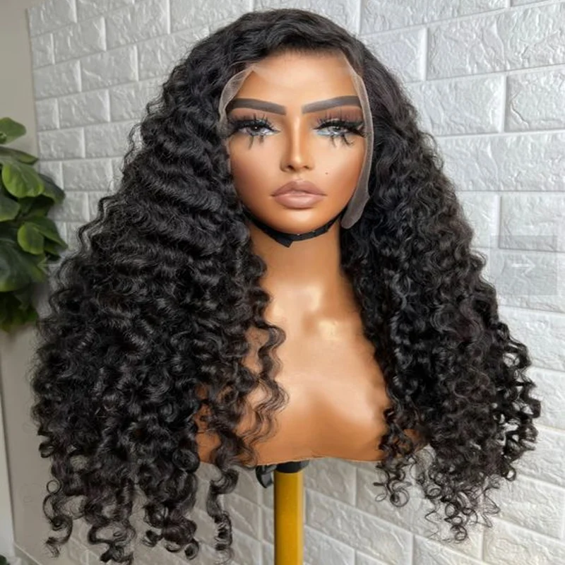 

26Inch 180%Density Black Color Glueless Kinky Curly Lace Front Wig For Black Women With Baby Hair Heat Temperature Daily