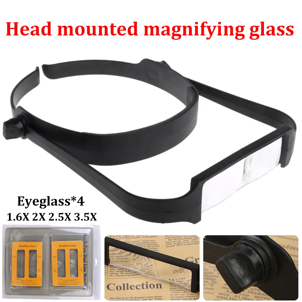 Headhold Magnifier Hands Free Headband Magnifying Glass Lens 1.6X 2X 2.5X 3.5X Reading Eye Repair Magnifier Dropshipping