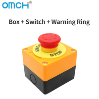 OMCH Self-Locking Button Switch with Box, Mushroom Head, Red Sign, NO + NC, AC660V, 10A, Emergency Stop
