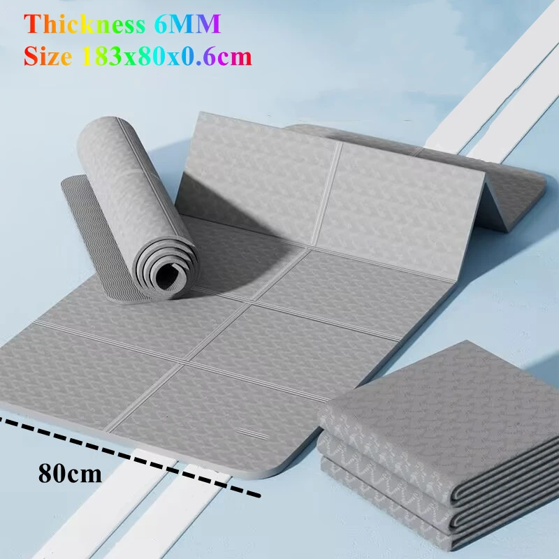 

183s80x0.6cm Double Sided Non-Slip Pilates Foldable Yoga Mat Mute Friendly Folding Travel Fitness Exercise Floor Workouts Dance