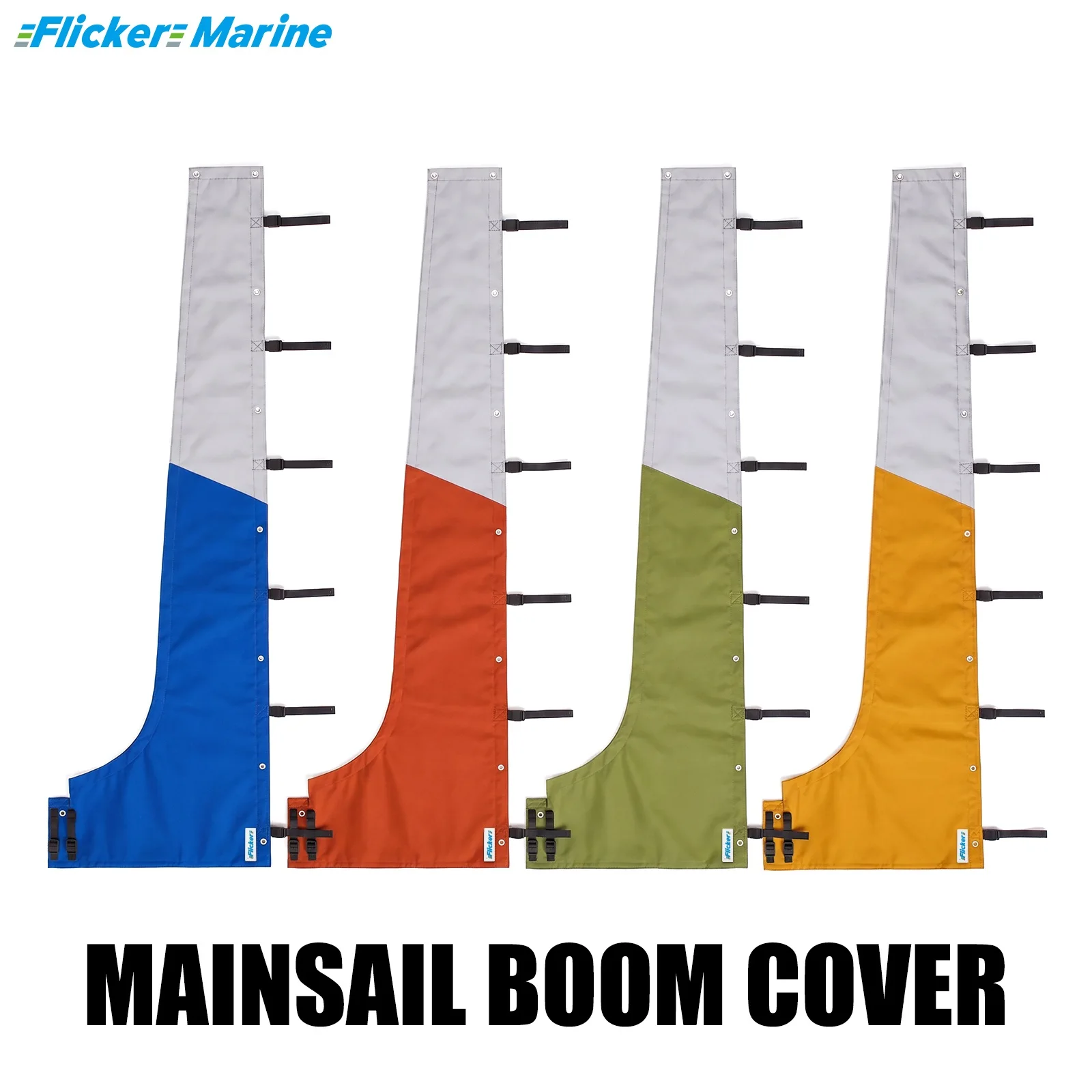 Flicker Two-Tone Classic Mainsail Boom Cover, Polyester Sailboat Boom Protector, UV Resistant, Reinforced Stitching, 10 Sizes