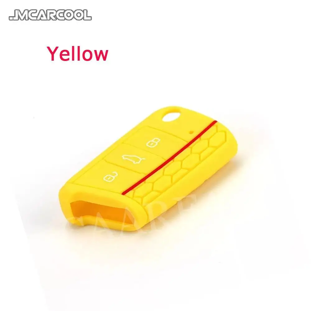 Silicone Car Key Case 3 Buttons Flid Key Fob Cover Case Skin Cover for Volkswagen VW Golf 7 mk7 Auto Key Protector Accessories