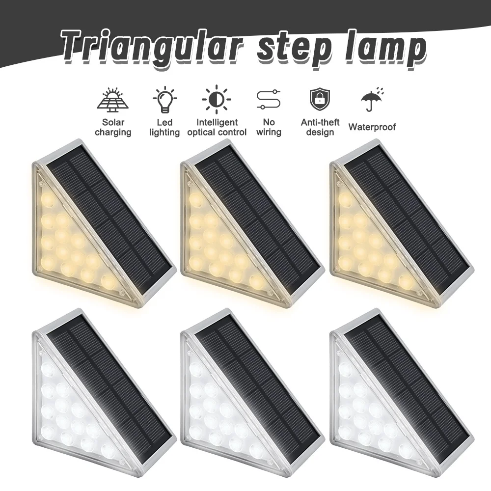 

6PCS Motion Sensor Stair Solar Lights Outdoor Waterproof 10D Solar Step Warm Lights for Outside Detector Lamp for Garden