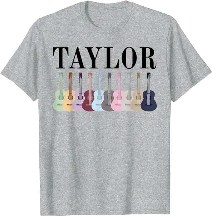 Taylor Personalized Name I Love Taylor Girl Groovy 70's T-Shirt Funny Guitar Music Lover Graphic Tee Tops Cool Rock Punk Clothes