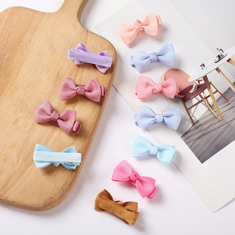 

2Pcs/Lot Solid Mini Grosgrain Ribbon Hair Bows Clips Candy Color 4.5cm Hairgrips Hairpins Korean Sweet Girls Bang BB Barrettes