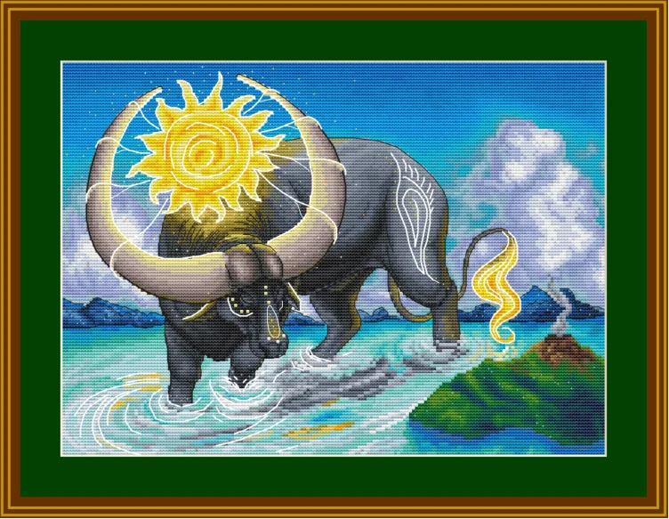 

Sun Buffalo 43-34 DIY needle work Cross Stitch Set Counted Cross Stitch Kit 28ct 14ct 32ct Metallic aida
