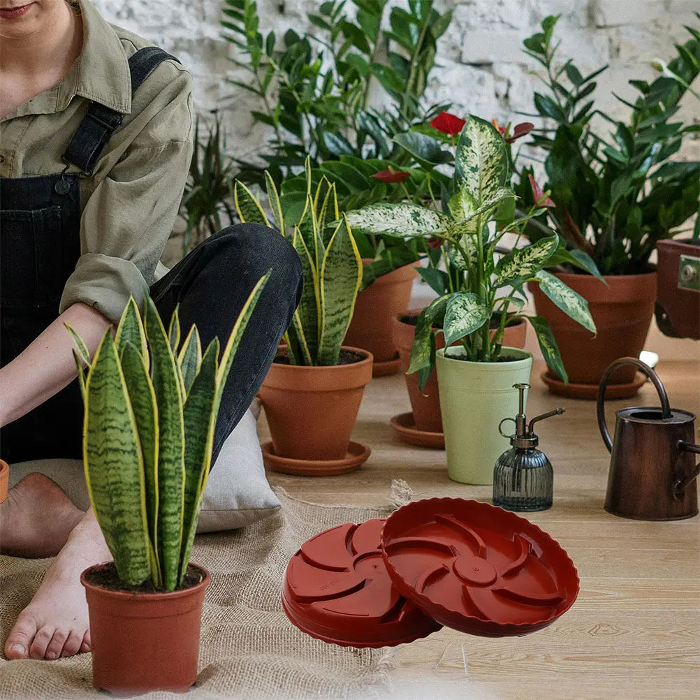 2Pcs Flowerpot Tray Breathable Plastic Plant Saucer Root Rot Prevention Indoor Outdoor Succulent Drip Water Catch Tray Garden