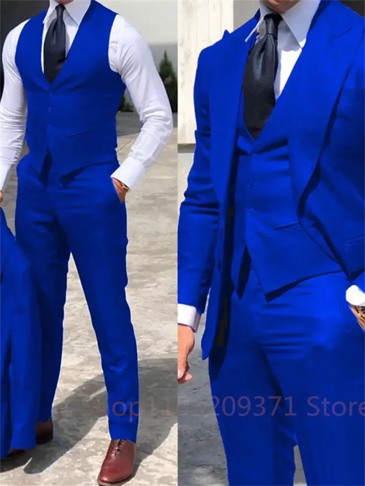 3 Piece Purple Set  Men Business Suits Groom Groomsman 3 Pieces Wedding Party Formal Occasions Tuxedo Jacket Vest Pants