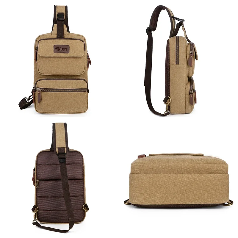 Bolso cruzado de Almacenamiento Simple para hombre, bolsas de mensajero de hombro, de lona, portátil, de viaje corto, mochila de pecho