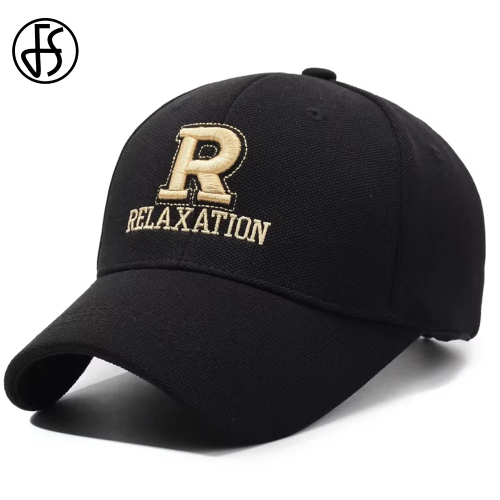 

FS Brand Black Golden 3D Letter Baseball Caps For Men Cotton Vintage Streetwear Trucker Hat Luxury Women Hats Casquette Homme