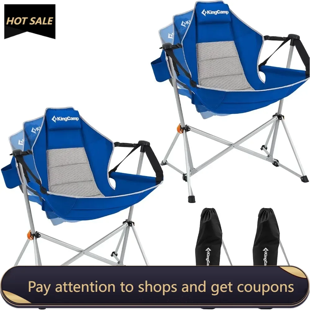 

Hammock Camping Chair, Aluminum Alloy Adjustable Back Swinging Chair, Folding Rocking Chair with Pillow Cup Holder, Recliner