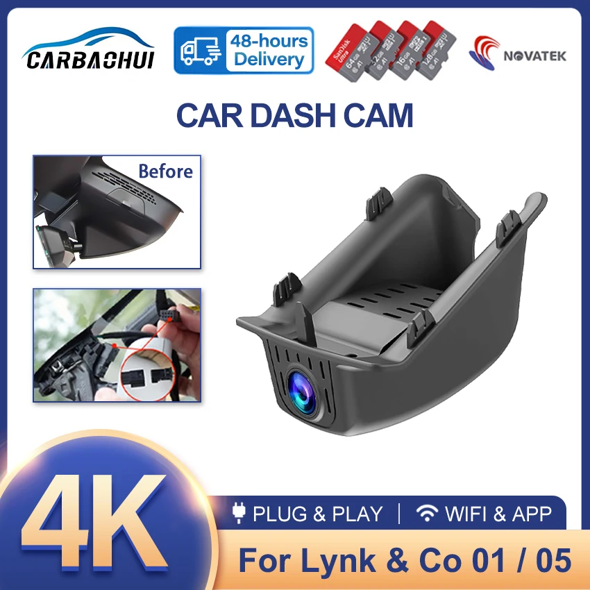 HD 4K Dash Cam Car DVR Wifi control for Lynk & Co 01 2017 2018 2019 2020 2021 2022 2023 2024 2025 Dash Cam camera Video Recorder