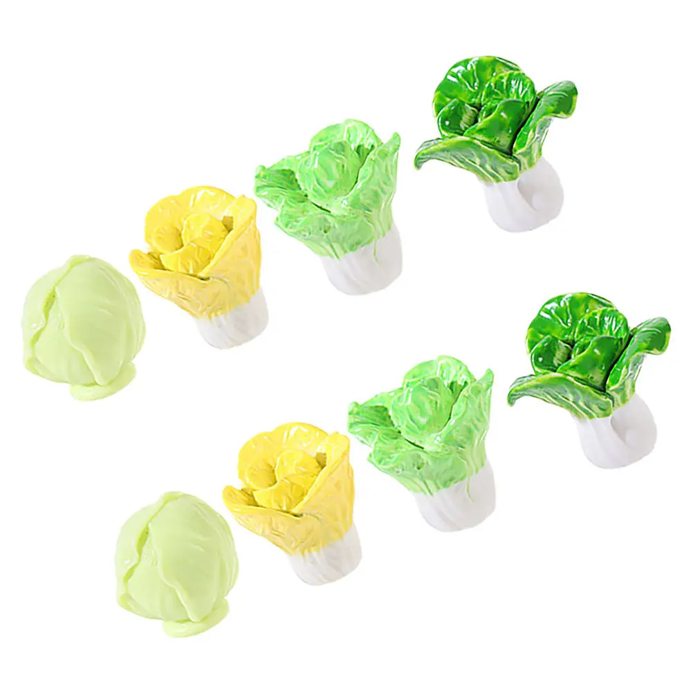 8Pcs Fade-Resistant Miniature Vegetable Decor Resin Cabbage Models for Dollhouse Mini Garden Miniature Food