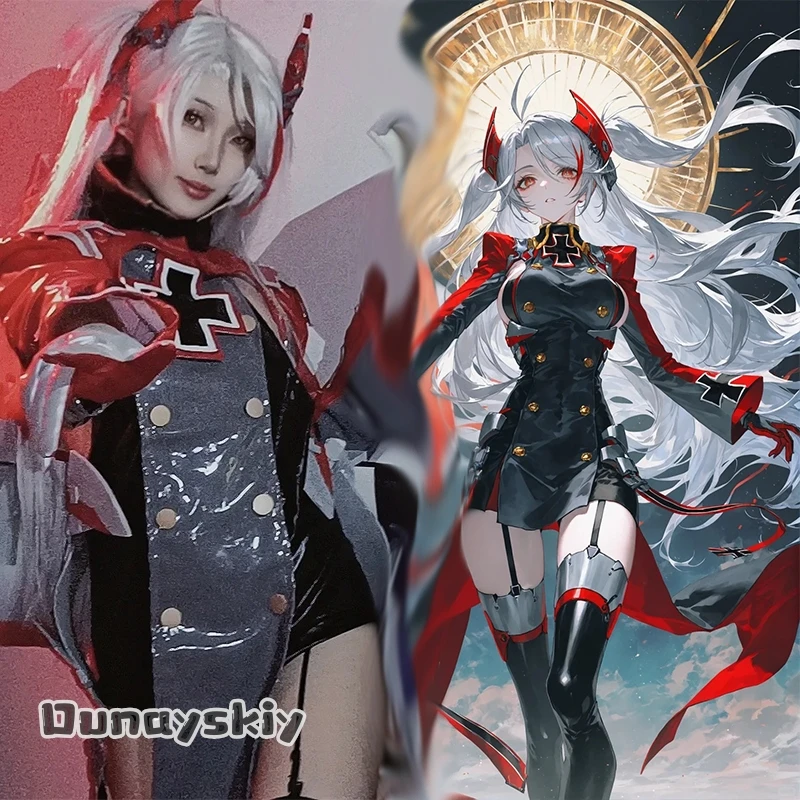 Azur Lane Prinz Eugen Uniform Cosplay Kostüm Prinz Eugen Dunayskiy@Disguise Vintage Damenkleid Halloween Themenparty Verkleidung