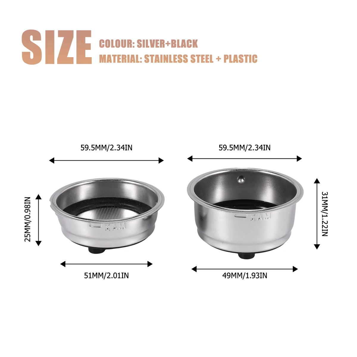 ودية انفصال الفولاذ المقاوم للصدأ القهوة سلة المرشح مصفاة ماكينة القهوة الملحقات للمنزل مكتب (2 حزمة) N02R