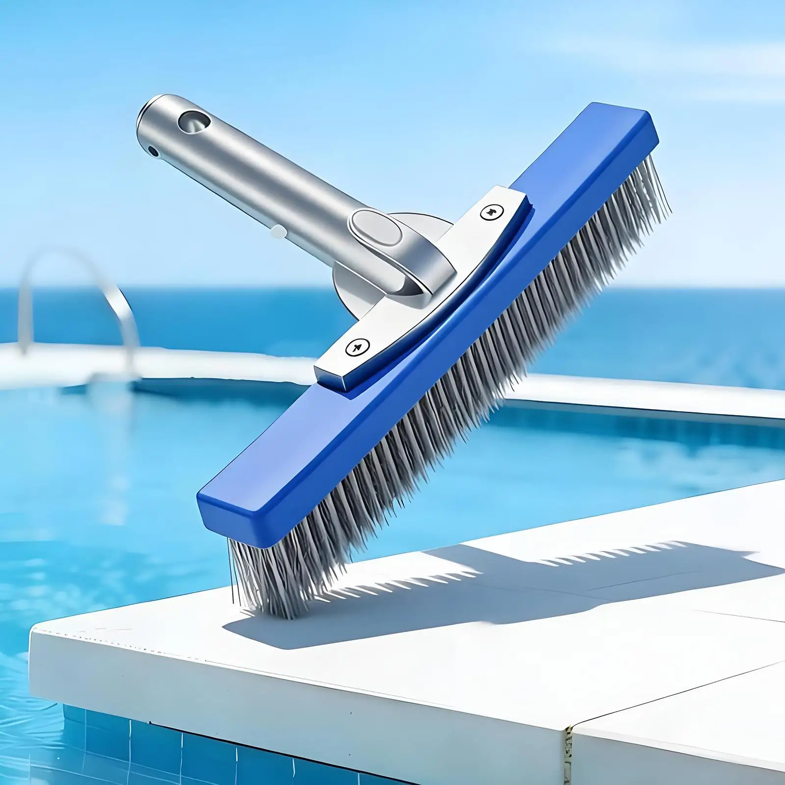 Pool Brush Heavy Duty Scrubber Accessory for Removing Stubborn Stains Tiles Surfaces in Home Pools