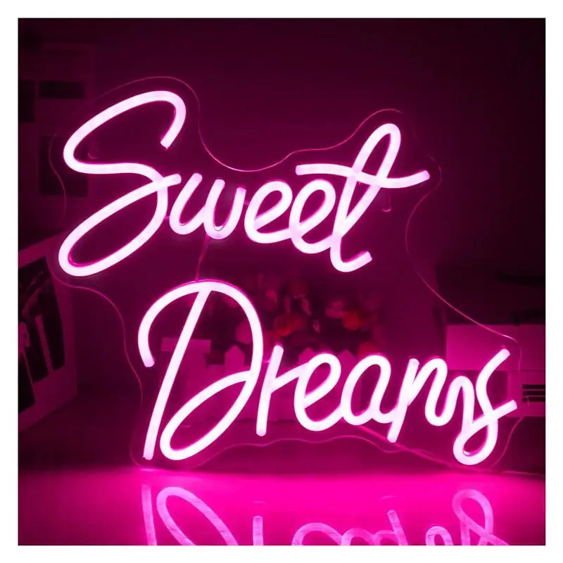 Sweet Dreams Neon Sign Letter Light For Bedroom Room Wedding Party Bar Club Marriage Wall Decor Lamp USB Powered 38cm×32cm