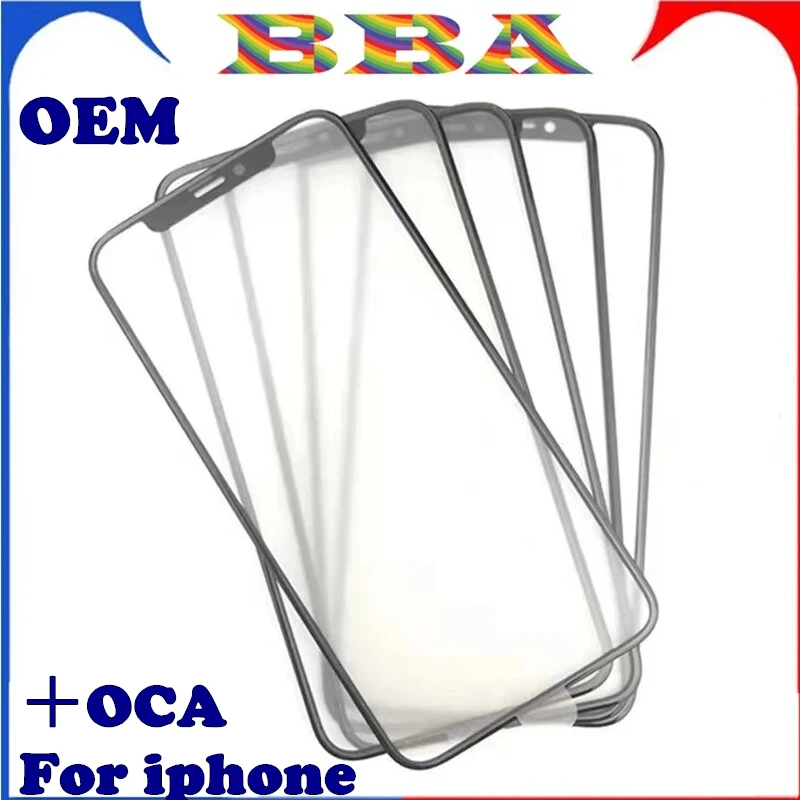 5PCS OEM With OCA Front Screen Outer Glass on For iPhone 11 12 13 14 15 Pro Max MINI  X XS XR LCD External Lens Glass