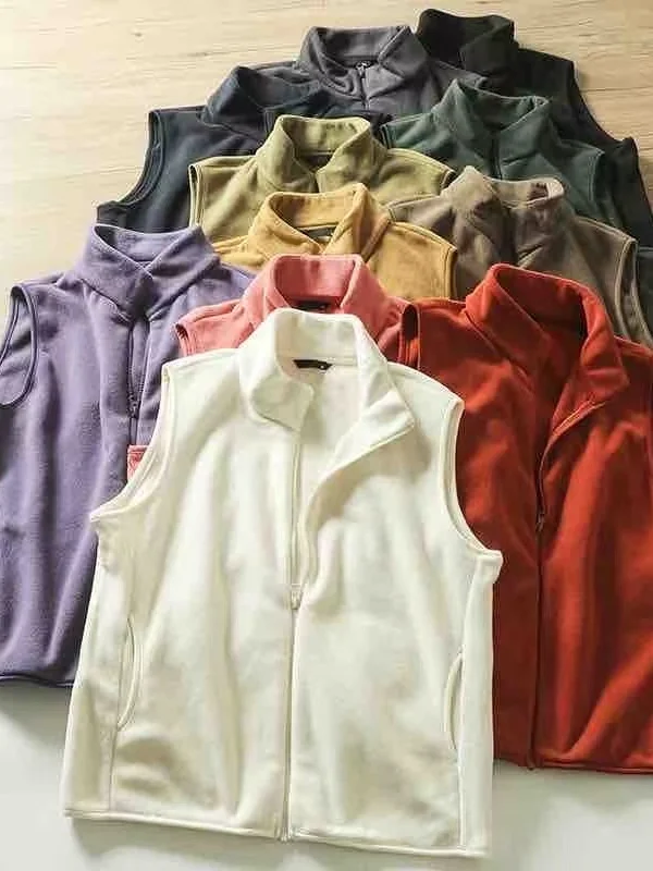 

Универсальная повседневная флисовая жилетка для пар из полиэстера на молнии, цветная, для активного отдыха, для молодых мужчин