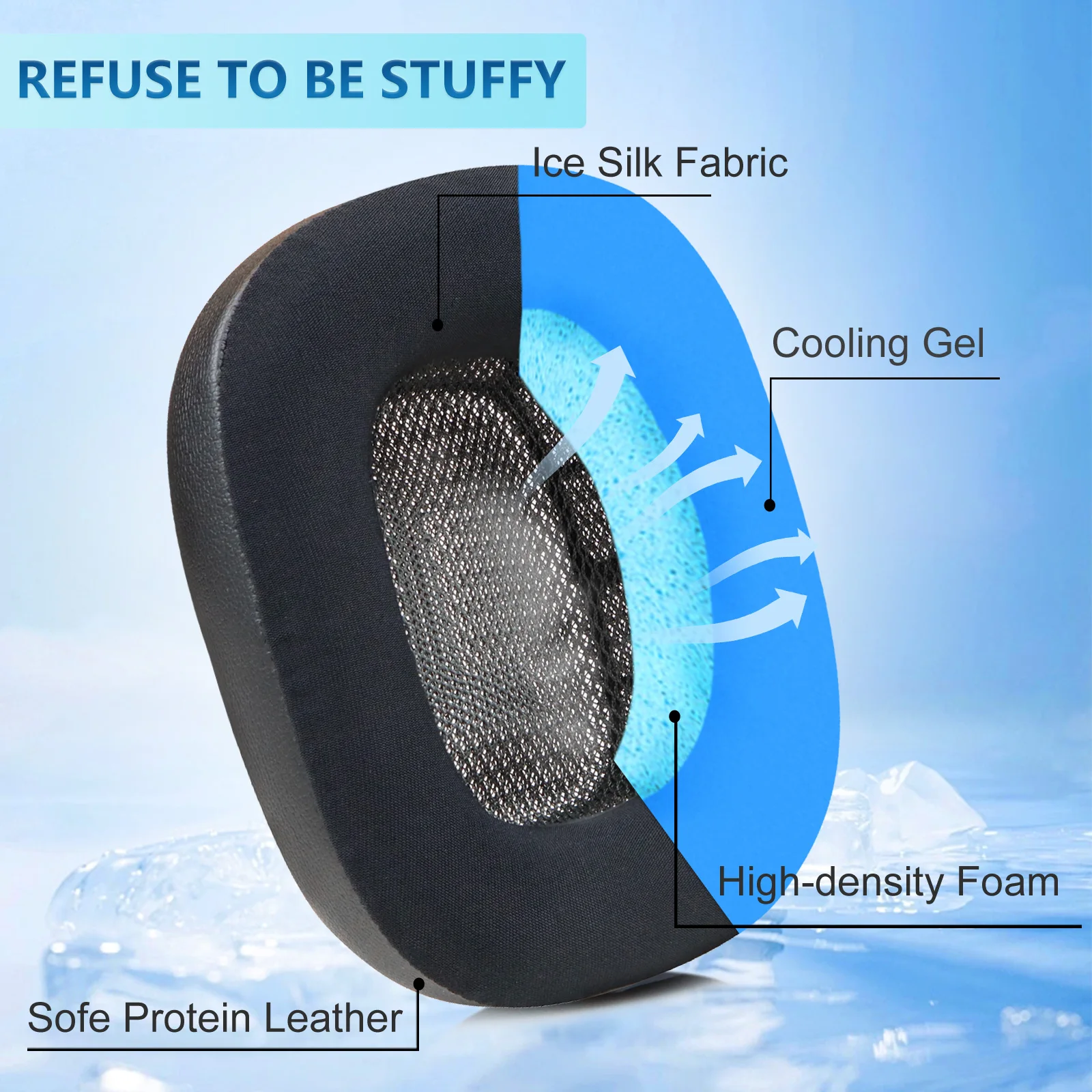 وسائد أذن بديلة وسائد أذن من جل التبريد لسماعات Apple Airpods Max