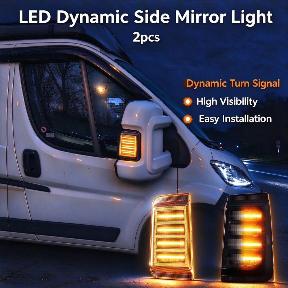 1pair LED Flowing Side Rearview Mirror Marker Light for Peugeot Boxer Fiat Ducato  RAM Promaster  Citroen Jumper Relay 2006-2019