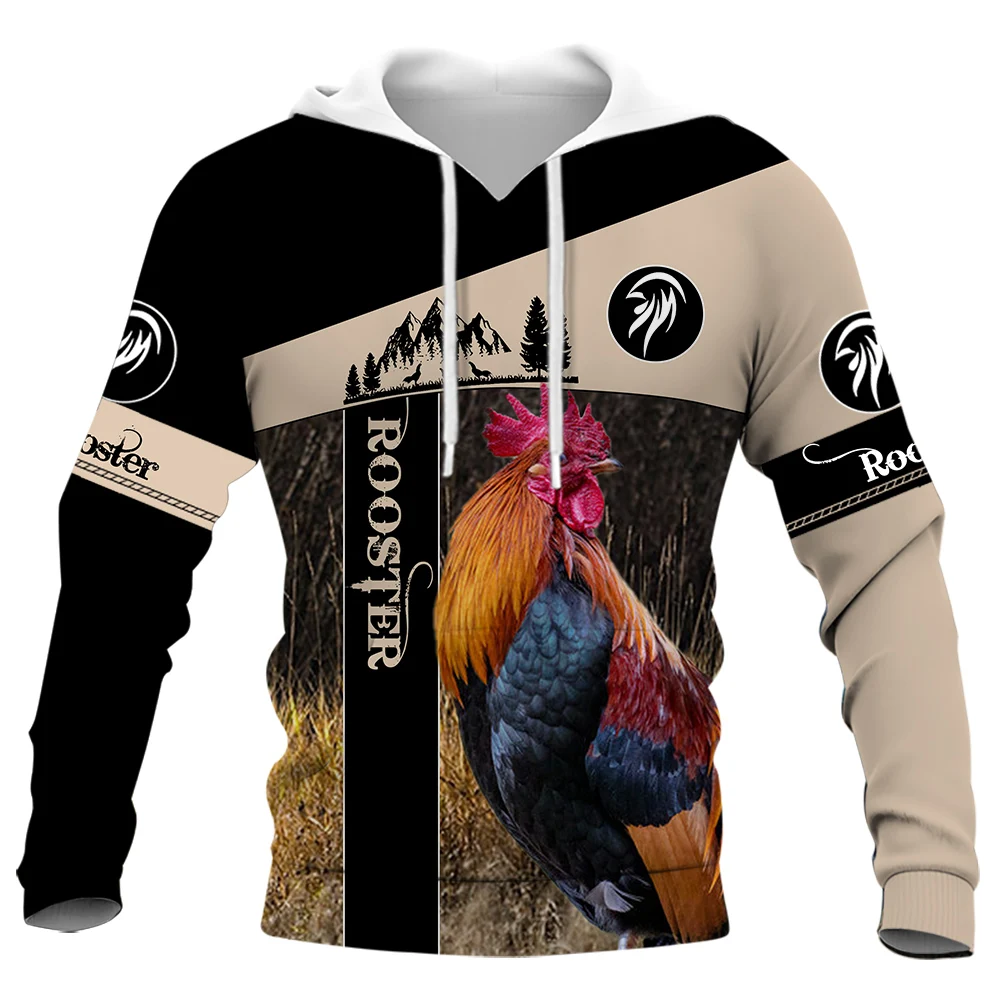 HX Gifts For  Rooster Lovers Hoodies 3D Graphic Animals Chick Splicing Hoodie Fashion Man Sweatshirts Harajuku Sportswear