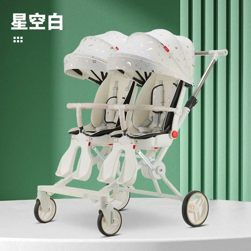 

Twin Baby Stroller Stroller Lightweight Foldable Sitting Reclining Twin Rotating Seats