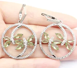 Buy 5 Get 1 Free 48x32mm SheCrown Beautiful Dragonfly Shape Tanzanite Green Amethyst Pink Kunzite CZ Woman's Silver Earrings