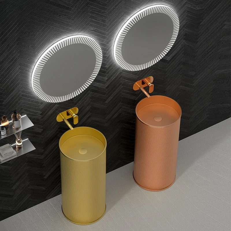 Stainless steel column basin bathroom column type washbasin integrated floor column washbasin