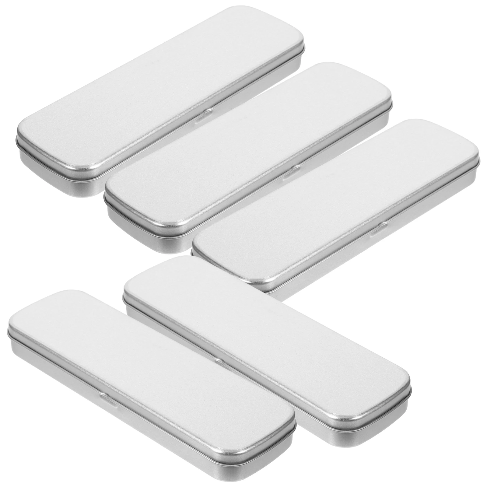 5pcs Metal Pencil Box Rectangular Single Layer School Stationery Storage Case for Kids Students Pen Pencil Eraser