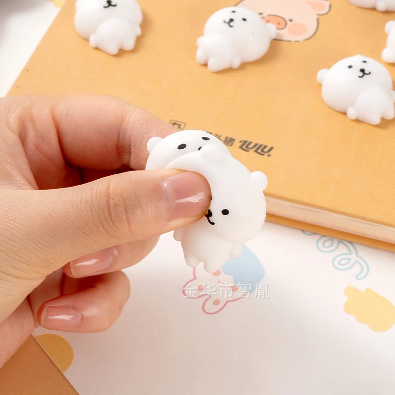 10 قطعة الدب الأبيض الصغير لطيف قرصة لعب للأطفال الكبار الإجهاد الإغاثة الكرتون الدب ضغط اسفنجي تململ الهدايا الإبداعية