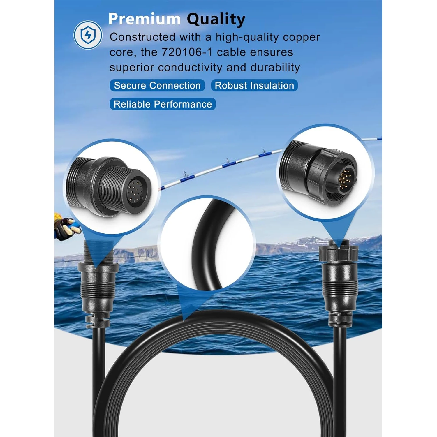 كابل تمديد للمحول 10 أقدام 14  - مراجعة Fish Finder Transducer وسعره