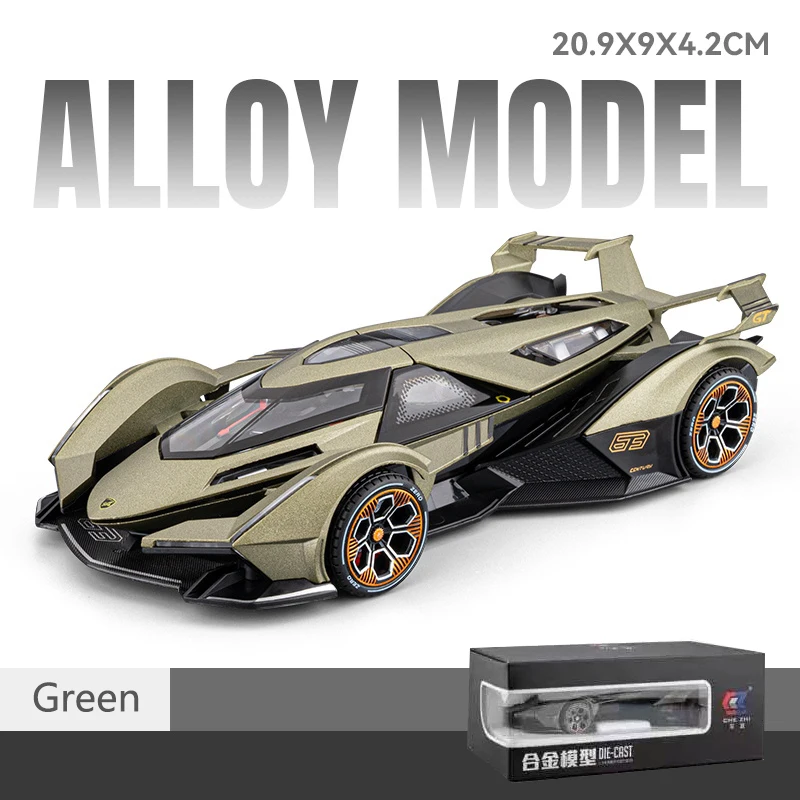Nieuwe 1:24 Gesimuleerde Lambo V12Gt Legering Model Auto Geluid En Licht Trek Speelgoed Auto Metalen Sportwagen Jongens Collectie Ornamenten Gift