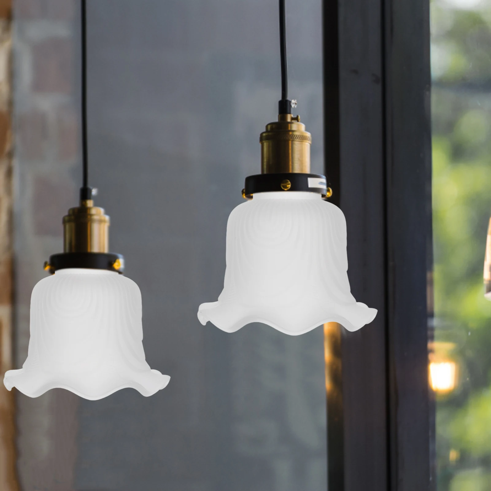 Glass Lamp Shade 43Mm Diameter Modern Romantic Pendant Light Cover Small Flower Glass Ceiling Light Shade for Living Room Dining