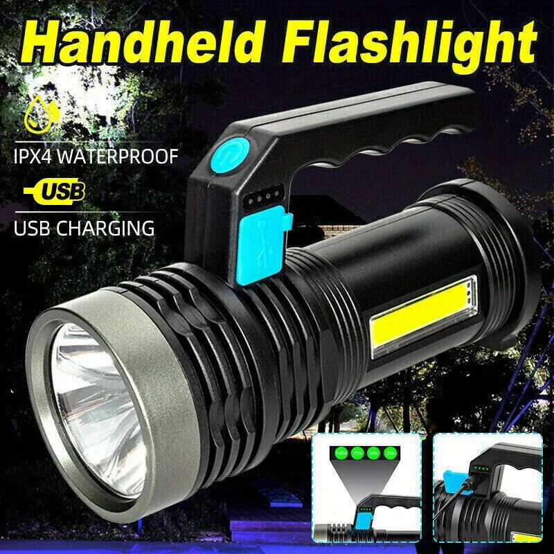 

Powerful Handled Flashlight Rechargeable Work Light High Lumen Waterproof Camping Light Searchlight Work Lamp Torch