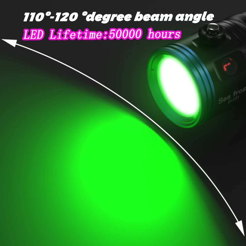 

Seafrogs 5000lm Brightness100M Waterproof LED Light Diving Photography Underwater Strobe Video Lighting With Colorful