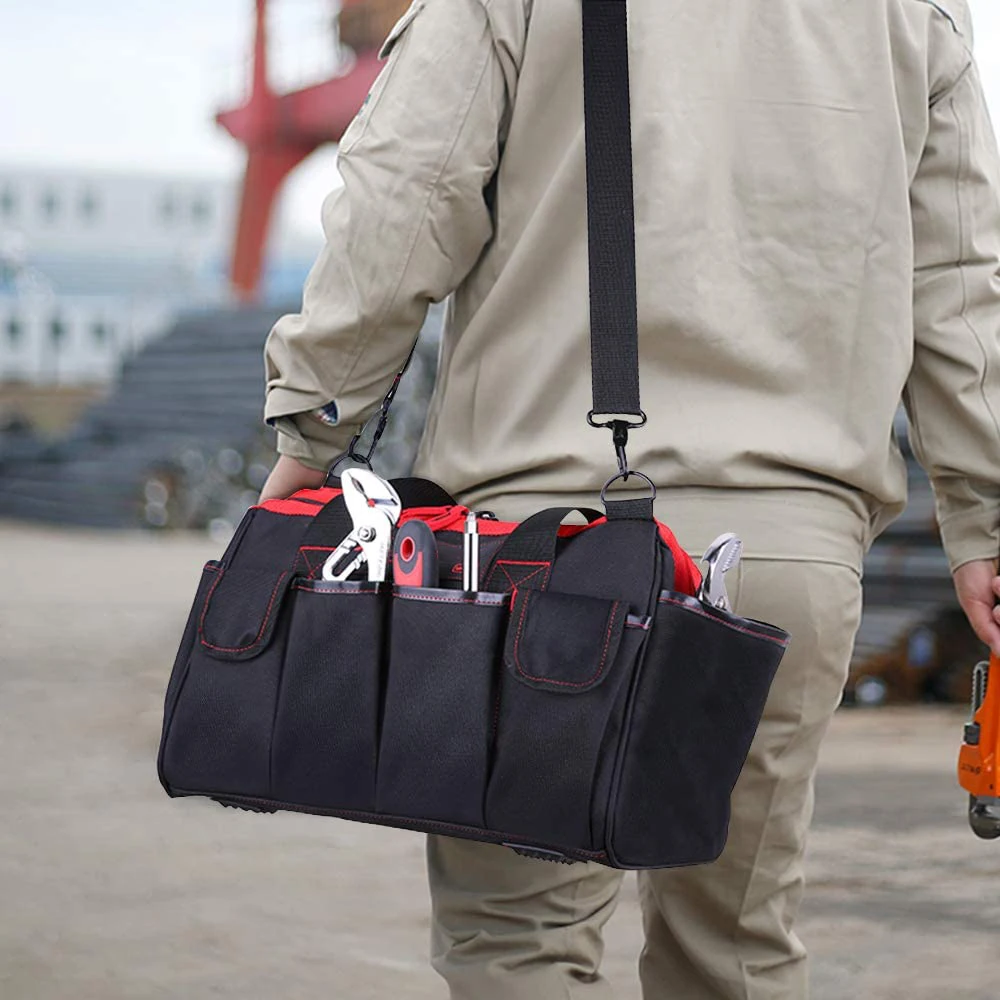 Tool Bag 16-inch Tool Storage Kit 7 Pockets Electrical Kit with Adjustable Shoulder Strap