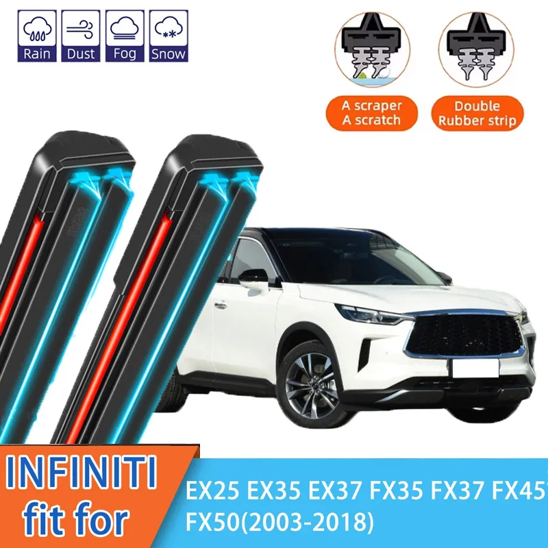 

For INFINITI EX25 EX35 EX37 FX35 FX37 FX45 FX50 Front Windscreen Wipers Double Rubber Car Wiper Blades Car Accessories