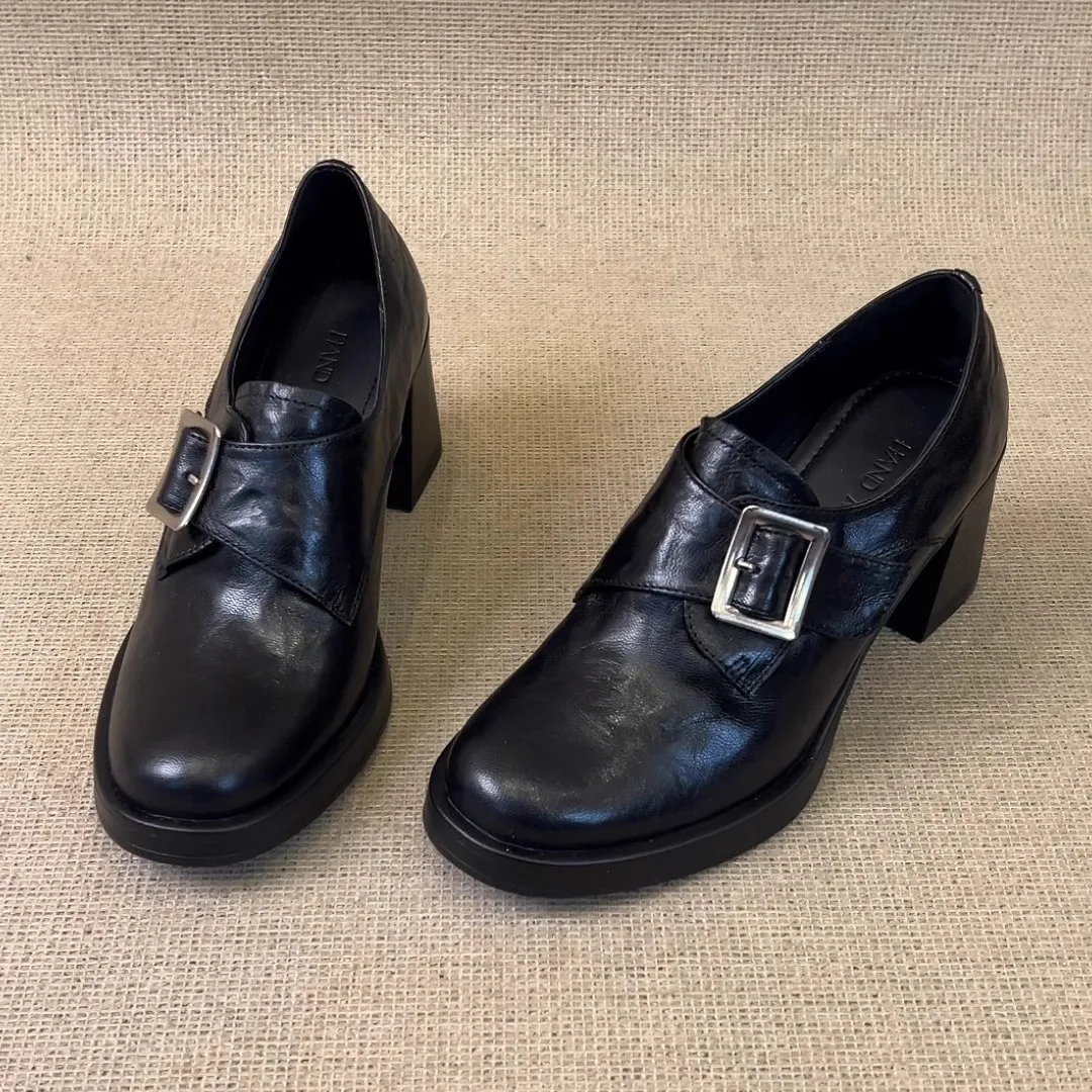 

Women Pumps Pointed Toe Women Shoes Chunky Heel Loafers Shoes High Heels Split Leather Women Shoes Fashion Comfortable New