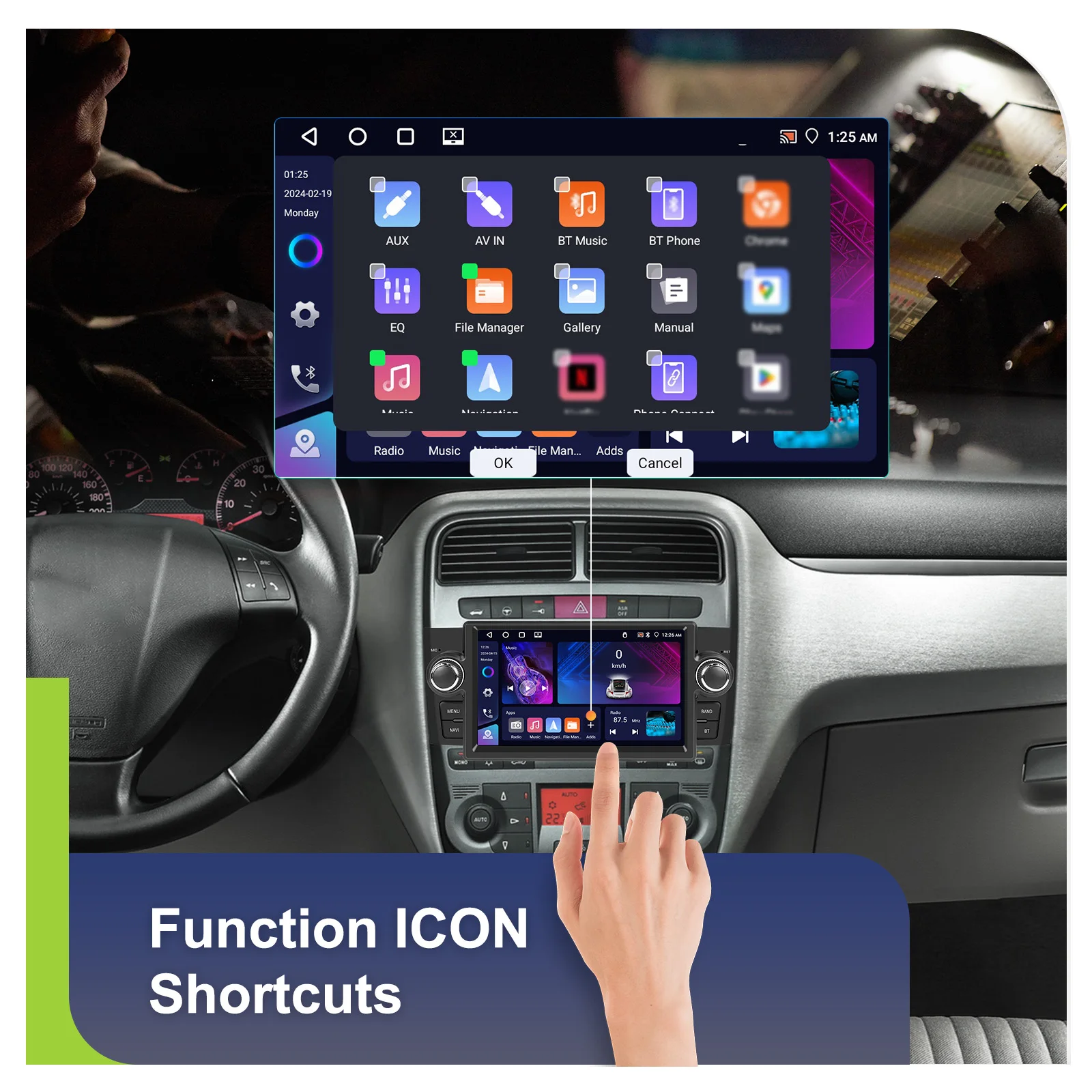 Podofo 1Din Android 4+64G Autoradio für FIAT Punto 05-09/Linea 07-11 Carplay Android Auto GPS WIFI Mirror Link Auto-Audio-Stereoanlage – Detail 13